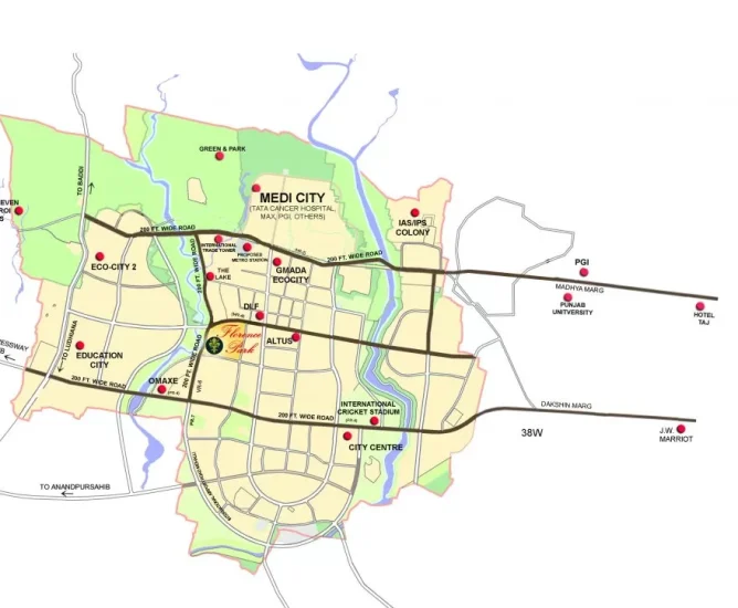 Ambika Florence Park New Chandigarh Location Map